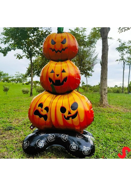 Halloween Ayaklı ve 3 Katlı Balkabağı Folyo Balon, 109CM x 61CM fırsatları