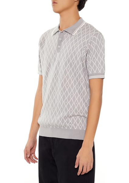 Geometrik Triko Polo Yaka Tişört