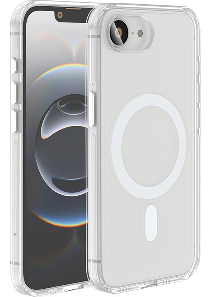 iPhone 16E Uyumlu Kılıf Kripto Kamera Korumalı M-Safe Şarj Özellikli Şeffaf