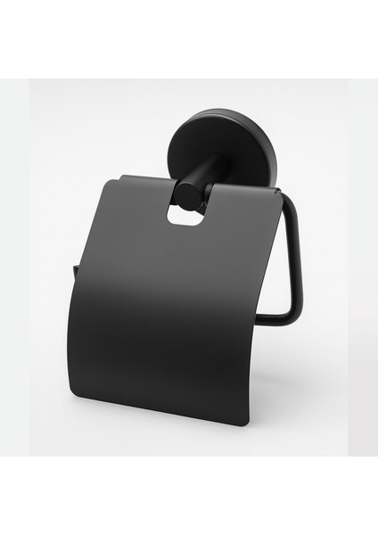 Siyah Kapaklı Metal Wc Kağıtlık Duvar Tipi Paslanmaz Tuvalet Kağıt Aparatı Dayanıklı Banyo Aksesuarı