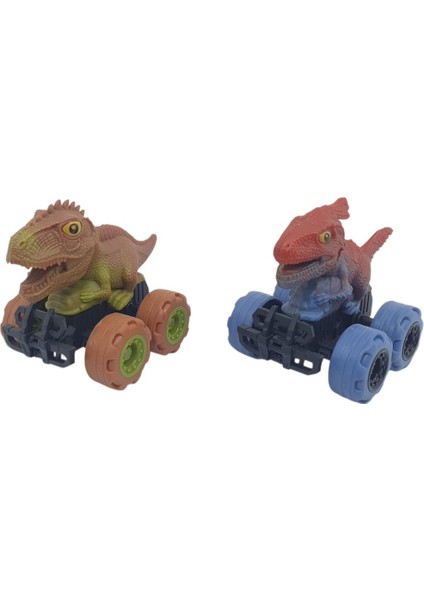 Sürtmeli Dinazor Arabalar 2'li - 12 cm - Stegosaurus & Parasaurolophus
