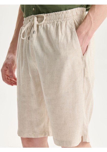 Yeni Sezon Standart Kalıp Keten Karışımlı Erkek Şort modelleri