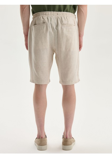 Yeni Sezon Standart Kalıp Keten Karışımlı Erkek Şort fırsatları