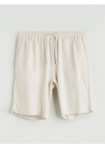 Yeni Sezon Standart Kalıp Keten Karışımlı Erkek Şort indirimleri