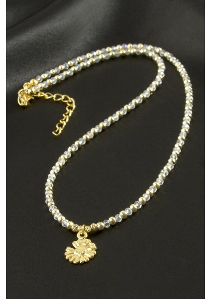 Ds-Derin Papatya Kristal Kolye-Sarı