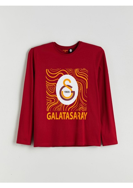 Yeni Sezon Bisiklet Yaka Galatasaray Baskılı Erkek Pijama Üst