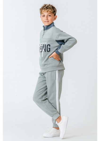 Erkek Çocuk Brooklyn Stay Strong Baskılı 3 Iplik Kalın Kışlık Eşofman Takımı AK4225 modelleri