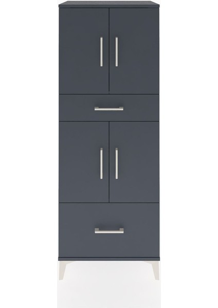 Hyperion Dolap 2 Raflı 2 Çekmeceli 4 Kapaklı 60X44X163 Antrasit-Antrasit