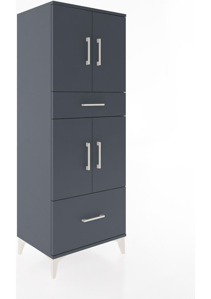 Hyperion Dolap 2 Raflı 2 Çekmeceli 4 Kapaklı 60X44X163 Antrasit-Antrasit fiyatları