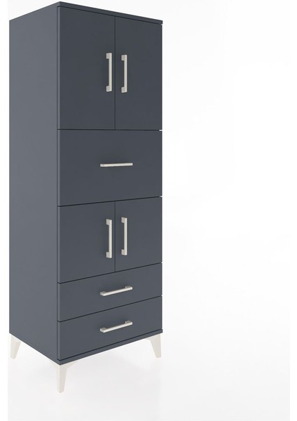 Hyperion Dolap 3 Raflı 3 Çekmeceli 4 Kapaklı 60X44X163 Antrasit-Antrasit fiyatları