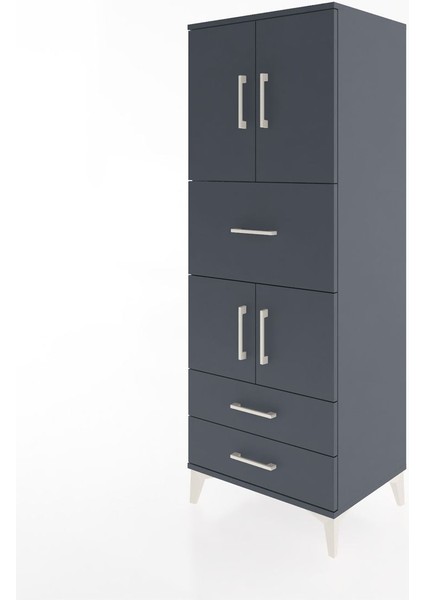 Hyperion Dolap 3 Raflı 3 Çekmeceli 4 Kapaklı 60X44X163 Antrasit-Antrasit modelleri
