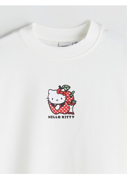 Yeni Sezon Bisiklet Yaka Hello Kitty Baskılı Kız Çocuk Sweatshirt fırsatları