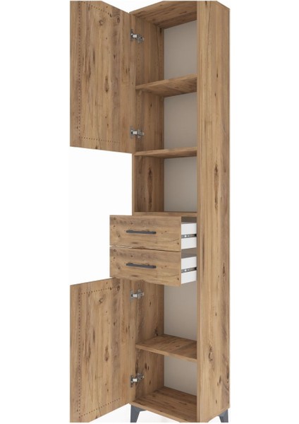 Arges Dolap 4 Raflı 2 Çekmeceli 2 Kapaklı 44X30X221 Çam-Çam indirimleri