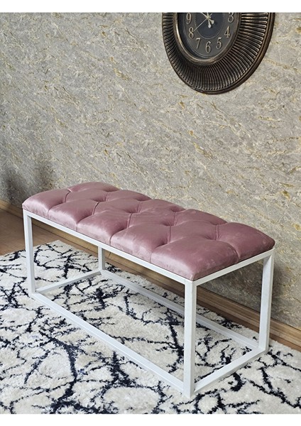Beyaz Boyalı Diktörtgen 100 cm x 40 cm Oturak Puf - Bench - Makyaj Oturağı - Oturak Pembe Renk 100 x 40 Boyut/ebat fırsatları