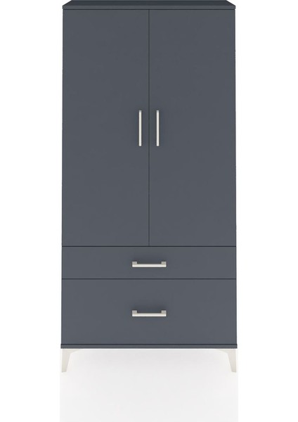 Arges Dolap 4 Raflı 2 Çekmeceli 2 Kapaklı 88X30X182 Antrasit-Antrasit