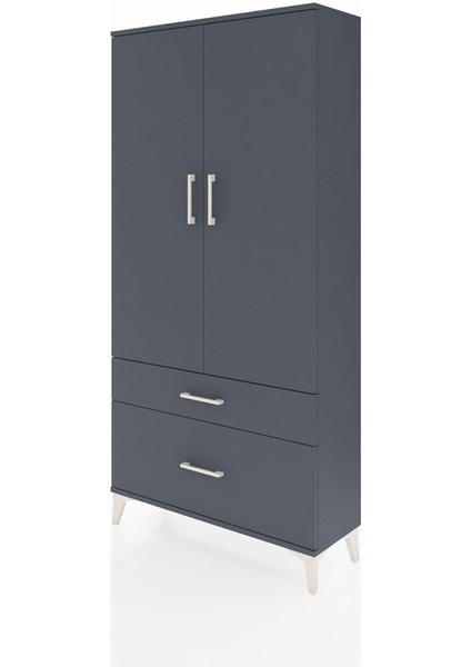 Arges Dolap 4 Raflı 2 Çekmeceli 2 Kapaklı 88X30X182 Antrasit-Antrasit modelleri
