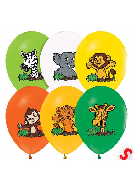 Safari Sevimli Hayvanlar Temalı 30CM Balon - 5 Adet fırsatları
