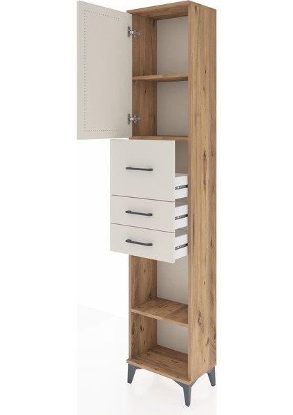 Arges Dolap 3 Raflı 3 Çekmeceli Tek Kapaklı 44X30X221 Çam-Aytaşı fırsatları