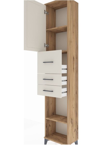 Arges Dolap 3 Raflı 3 Çekmeceli Tek Kapaklı 44X30X221 Çam-Aytaşı indirimleri