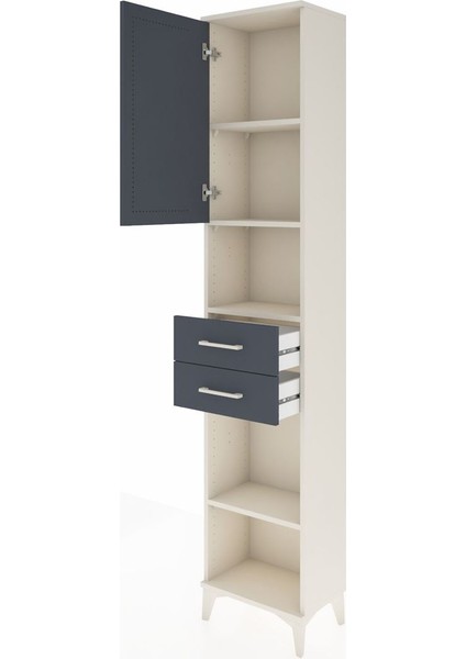 Arges Dolap 4 Raflı 2 Çekmeceli Tek Kapaklı 44X30X221 Aytaşı-Antrasit fırsatları