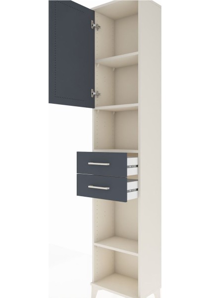 Arges Dolap 4 Raflı 2 Çekmeceli Tek Kapaklı 44X30X221 Aytaşı-Antrasit indirimleri