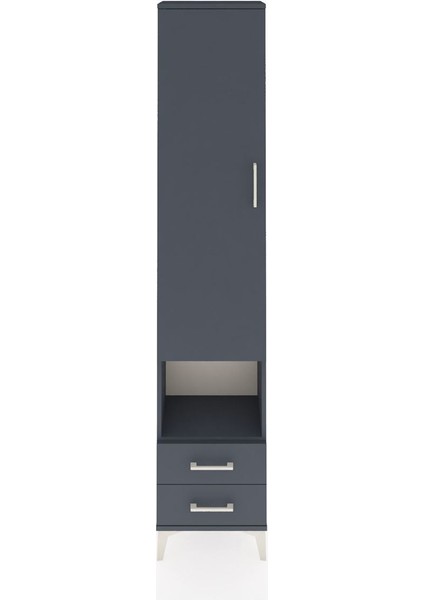 Arges Dolap 5 Raflı 2 Çekmeceli Tek Kapaklı 44X30X221 Antrasit-Antrasit