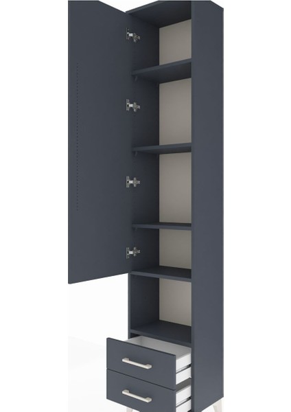 Arges Dolap 5 Raflı 2 Çekmeceli Tek Kapaklı 44X30X221 Antrasit-Antrasit indirimleri