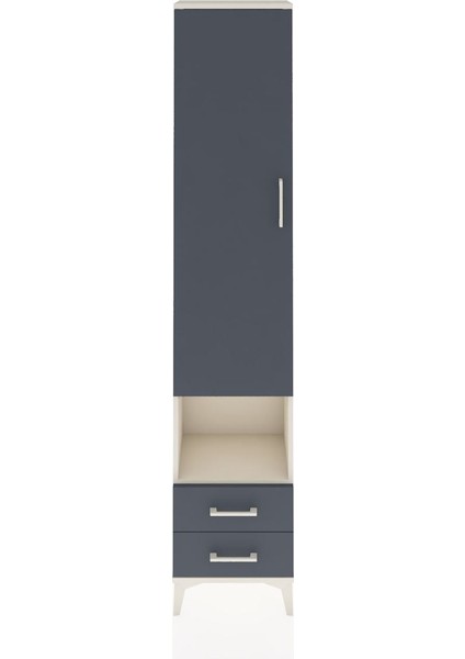 Arges Dolap 3 Raflı 2 Çekmeceli Tek Askılı 44X30X221 Aytaşı-Antrasit
