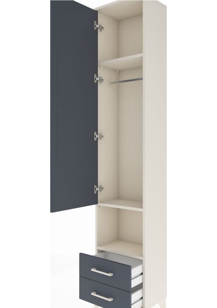 Arges Dolap 3 Raflı 2 Çekmeceli Tek Askılı 44X30X221 Aytaşı-Antrasit indirimleri