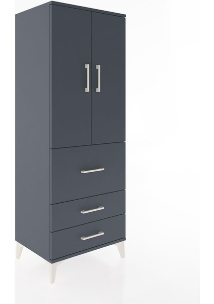 Hyperion Dolap 3 Raflı 3 Çekmeceli 2 Kapaklı 60X44X163 Antrasit-Antrasit fiyatları