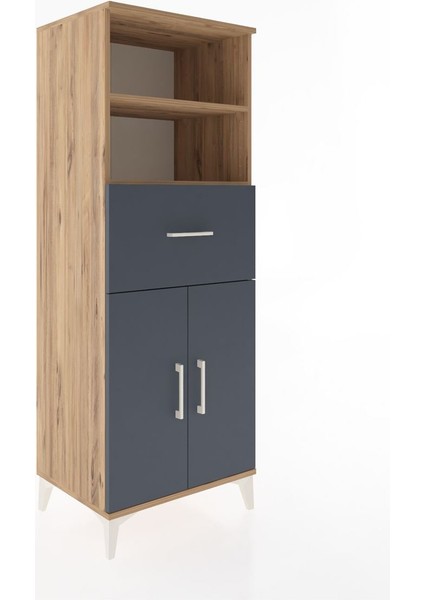 Hyperion Dolap 3 Raflı Tek Çekmeceli 2 Kapaklı 60X44X163 Çam-Antrasit fiyatları