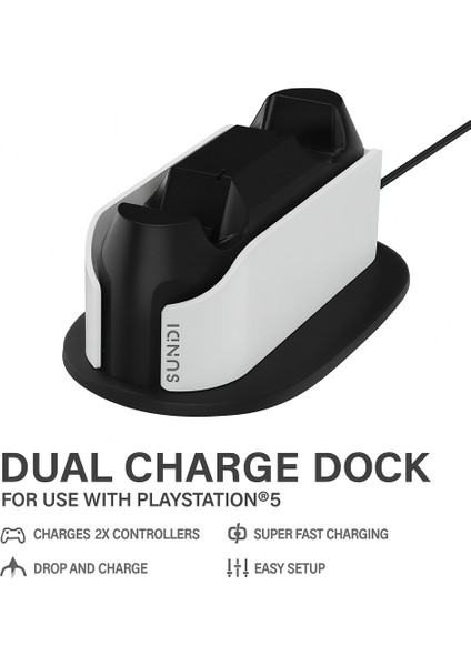 Sundi Ps5 Dual Charger Dock – LED Işıklı Hızlı Şarj Istasyonu ve Stand, Ps5 Çift Kol Şarj Cihazı – Playstation 5 Dualsense Uyumlu fırsatları