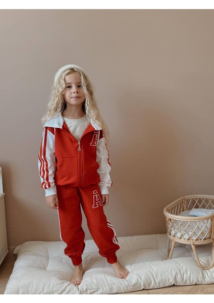 Kız Çocuk Kapüşonlu Kolej Hırkalı Kışlık Takım modelleri