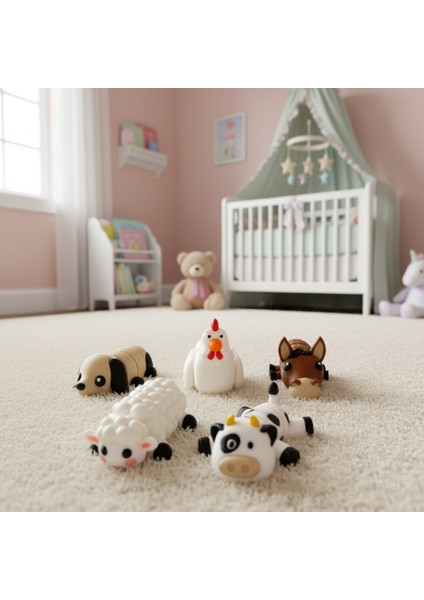 Kıpkıp Mini Dostlar 3D Hareketli Oyuncak Serisi- Çiftlik Hayvanları Seti ( 5 - 7 Cm)