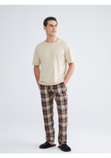 Yeni Sezon Standart Kalıp Ekose Erkek Pijama Alt