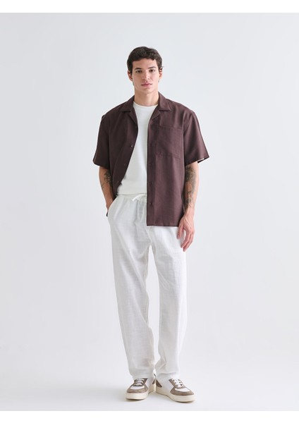 Yeni Sezon Rahat Kalıp Keten Görünümlü Erkek Pantolon