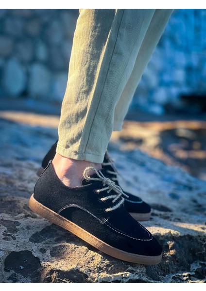 Zrk-X5 Siyah Süet Bağcıklı Günlük Erkek Casual Ayakkabı