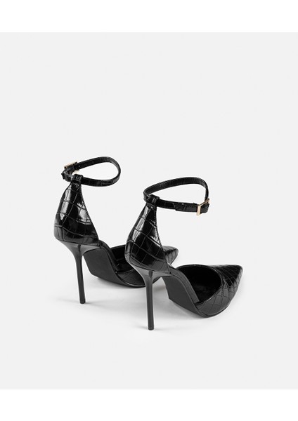 Timsah Derisi Görünümlü Topuklu Ayakkabı IW6250031018001 fırsatları