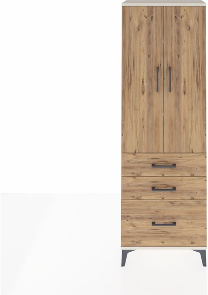 Arges Dolap 4 Raflı 3 Çekmeceli 2 Kapaklı 60X30X182 Aytaşı-Çam