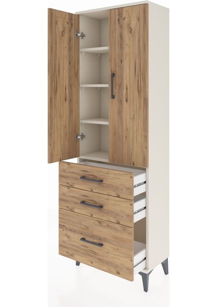 Arges Dolap 4 Raflı 3 Çekmeceli 2 Kapaklı 60X30X182 Aytaşı-Çam fırsatları