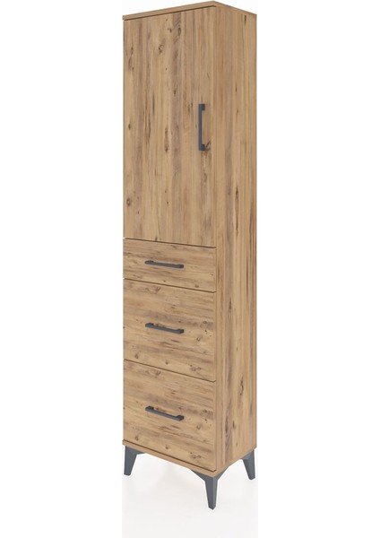 Arges Dolap 3 Raflı 3 Çekmeceli Tek Kapaklı 44X30X182 Çam-Çam modelleri