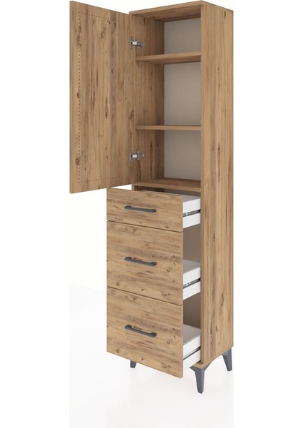 Arges Dolap 3 Raflı 3 Çekmeceli Tek Kapaklı 44X30X182 Çam-Çam fırsatları