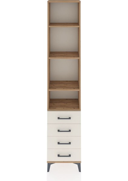 Arges Dolap 4 Raflı 4 Çekmeceli 44X30X221 Çam-Aytaşı