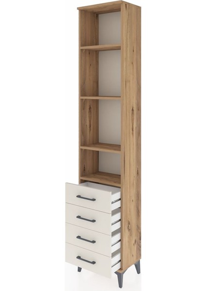 Arges Dolap 4 Raflı 4 Çekmeceli 44X30X221 Çam-Aytaşı fırsatları