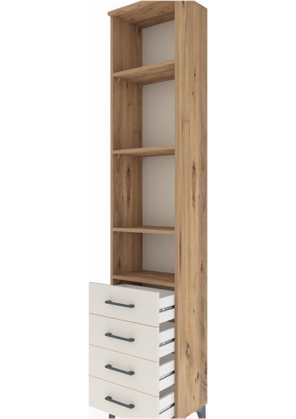 Arges Dolap 4 Raflı 4 Çekmeceli 44X30X221 Çam-Aytaşı indirimleri