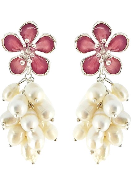 Salkım Incili Sakura 925 Ayar Gümüş Kadın Küpe