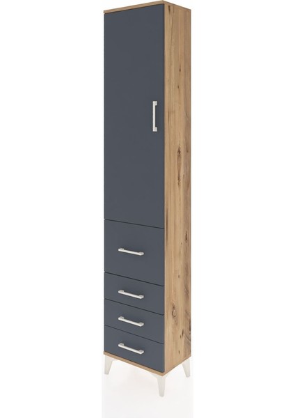 Arges Dolap 2 Raflı 4 Çekmeceli Tek Askılı 44X30X221 Çam-Antrasit modelleri