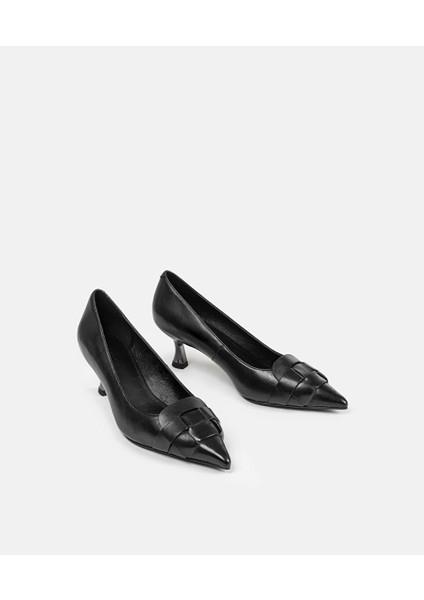 Örgü Efektli Deri Topuklu Ayakkabı IW6250031020001 modelleri