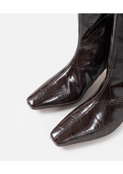 Timsah Derisi Görünümlü Topuklu Çizme IW6250035011074