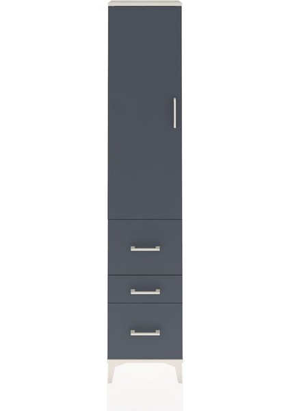 Arges Dolap 3 Raflı 3 Çekmeceli Tek Kapaklı 44X30X221 Aytaşı-Antrasit